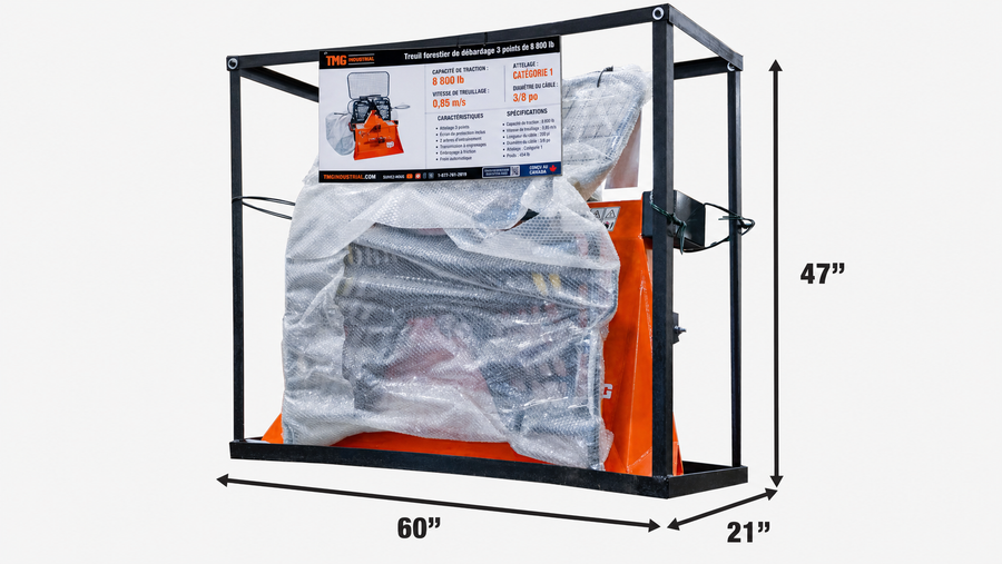 Treuil de débardage Pro 8 800 lb – Accessoire pour tracteurs de 30 à 50 CV, attelage 3 points, câble d'acier de 60 m TMG-FW50T