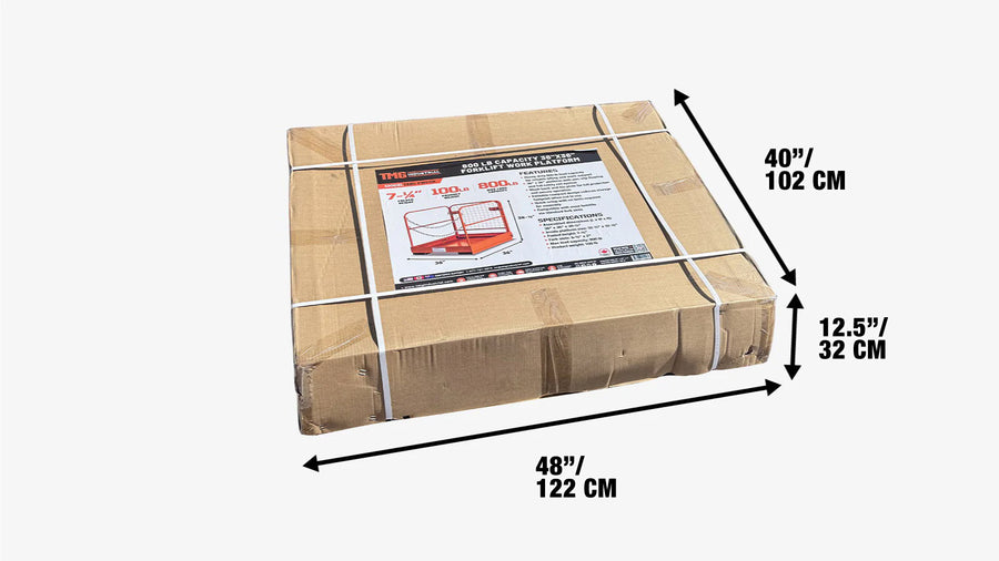 Forklift Work Platform 36"x36", 800 lb Capacity, Foldable Safety Cage with Hand Rails and Non-Slip Floor, TMG-FWP08