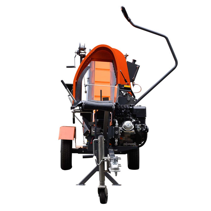 TMG-GLS16 firewood splitter processor with 15 HP engine, 20 ton splitting force and foldable conveyor
