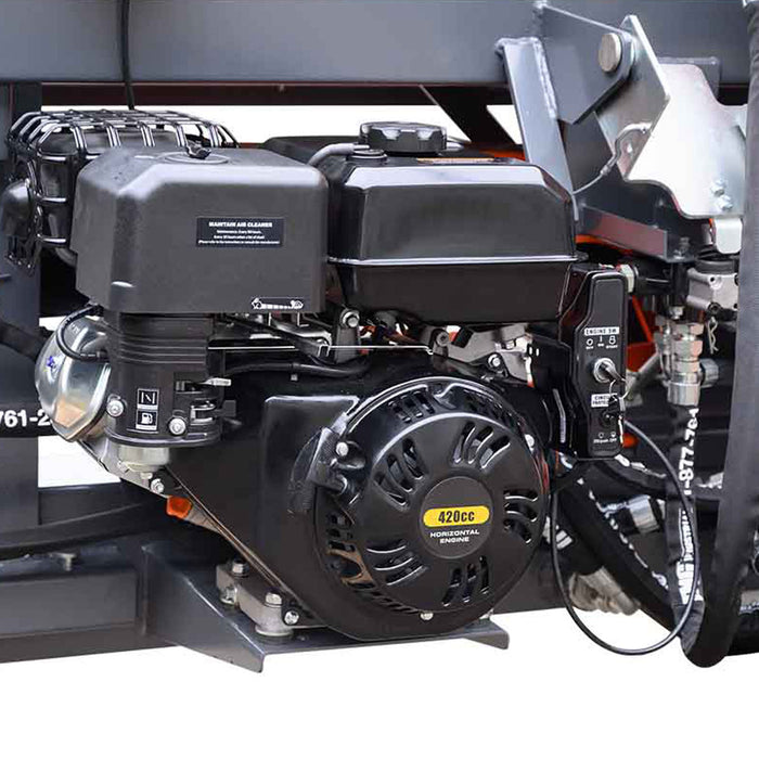 TMG-GLS16 firewood splitter processor with 15 HP engine, 20 ton splitting force and foldable conveyor
