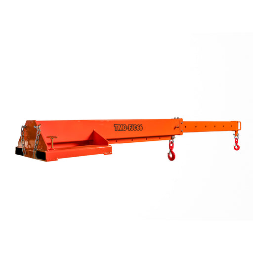 TMG-FJC66 Forklift Telescoping Jib Crane with 6600 lb capacity, adjustable 30” to 138” boom and lock pin shaft
