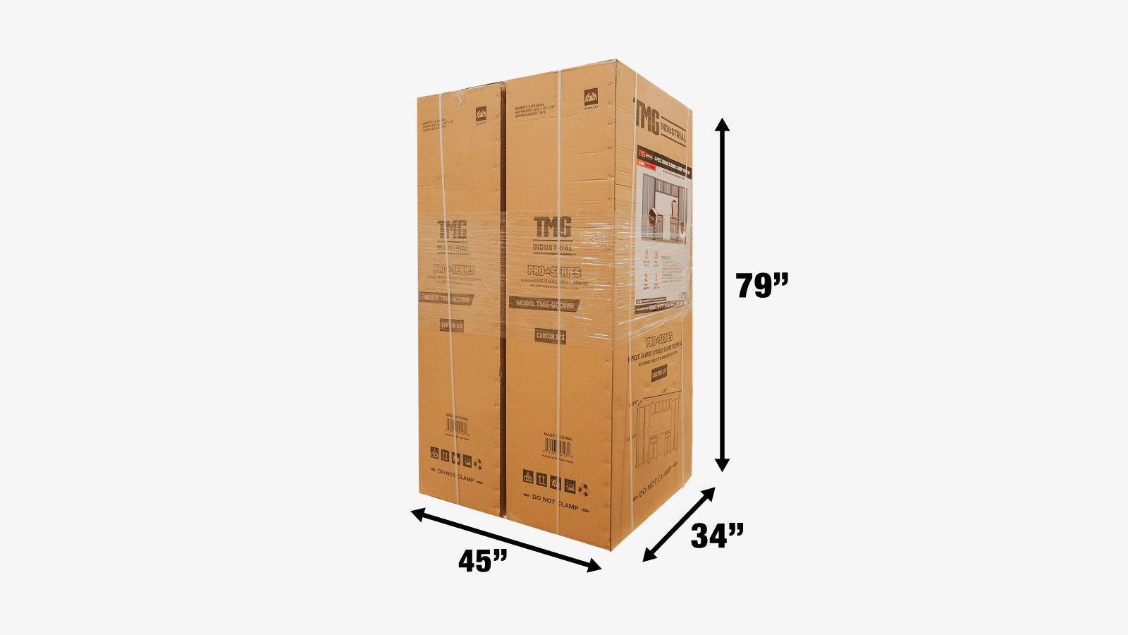 TMG Industrial Pro Series Ensemble combiné d'armoires de rangement de garage 8 pièces, plateau en bois d'hévéa, poignées en aluminium encastrées, TMG-GCC08B-shipping-info-image