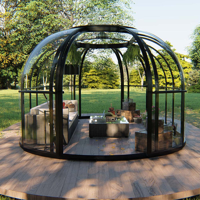 Nordic Series 18' x 13.5' Oval SkyDome Sunroom Greenhouse, 9' Height Dome Pavilion, Heavy-Duty Aluminum Frame, Clear Solid Polycarbonate Panels TMG-GHN1813V