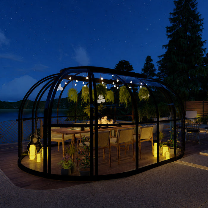 Nordic Series 15' x 10' Oval SkyDome Sunroom Greenhouse, 8' Height Dome Pavilion, Heavy-Duty Aluminum Frame, Clear Solid Polycarbonate Panels TMG-GHN1510V