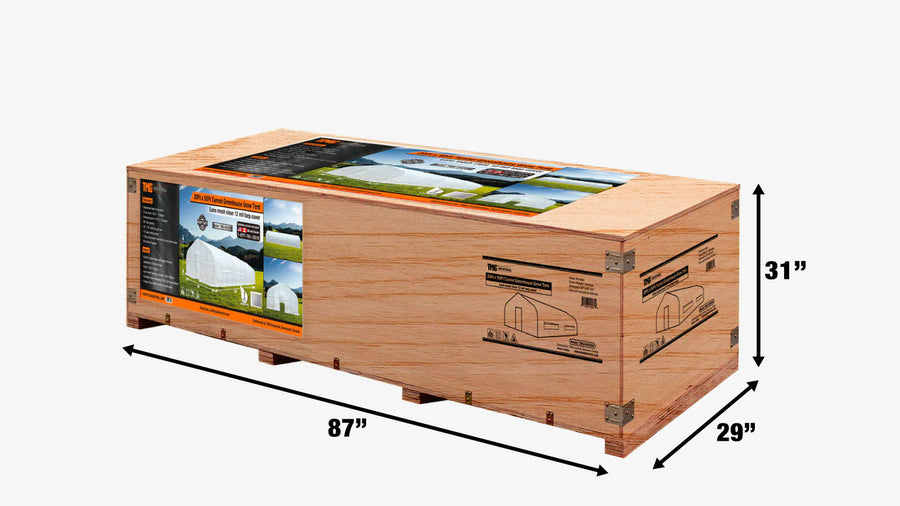 TMG Industrial 20' x 50' Tunnel Greenhouse Grow Tent with 12 Mil Ripstop Leno Mesh Cover, Cold Frame, Roll-up Windows, Peak Ceiling Roof, TMG-GH2050