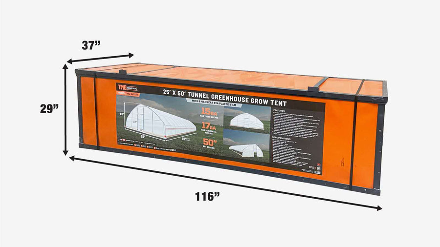 25' x 50' Tunnel Greenhouse Grow Tent w/6 Mil Clear EVA Plastic Film, Cold Frame, Hand Crank Roll-Up Sides, Peak Ceiling Roof, (Discontinued – No Longer Available) TMG-GH2550