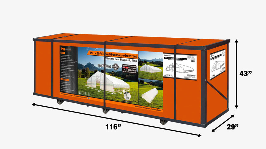 25' x 60' Tunnel Greenhouse Grow Tent w/6 Mil Clear EVA Plastic Film, Cold Frame, Hand Crank Roll-Up Sides, Peak Ceiling Roof, TMG-GH2560