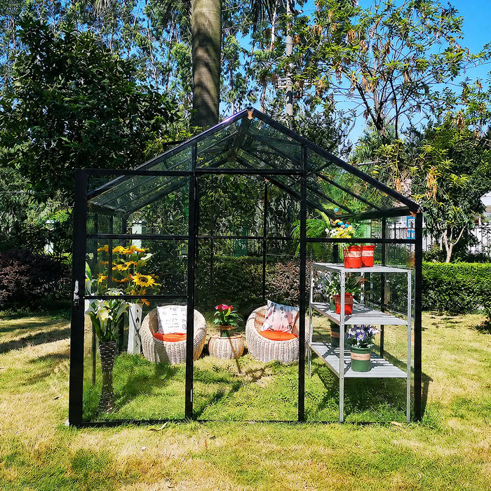 Alpine Series 8' x 22' Sunroom Greenhouse, 7'6" Height, Polycarbonate Roof and Glass Walls, Heavy Aluminum Frame, Slide & Lock Assembly, TMG-GHA0822