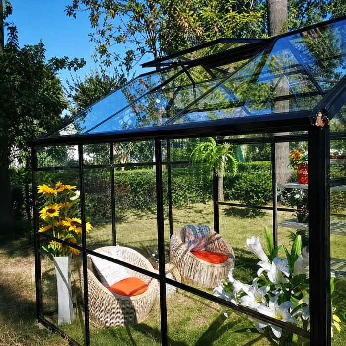 Alpine Series 8' x 22' Sunroom Greenhouse, 7'6" Height, Polycarbonate Roof and Glass Walls, Heavy Aluminum Frame, Slide & Lock Assembly, TMG-GHA0822
