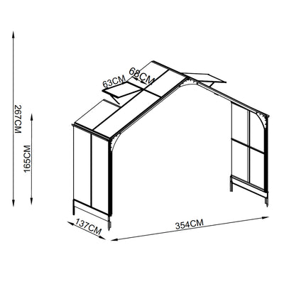 Kit d'extension de 1,4 m pour serre Alpine Series 3,3 x 3,3 m avec cadre en aluminium extensible, assemblage rapide, TMG-GHA11X