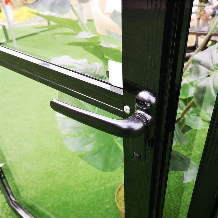 Alpine Series 11' x 10' Sunroom Greenhouse, 8'4" Height, Polycarbonate Roof and Glass Walls, Heavy Aluminum Frame, Slide & Lock Assembly, TMG-GHA1210