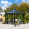 Nordic Series 9' x 10' Diamond Sunroom Greenhouse, 9' Height, Tempered Glass Walls and Polycarbonate Roof, Heavy Aluminum Frame, Slide & Lock Assembly, TMG-GHN0910M