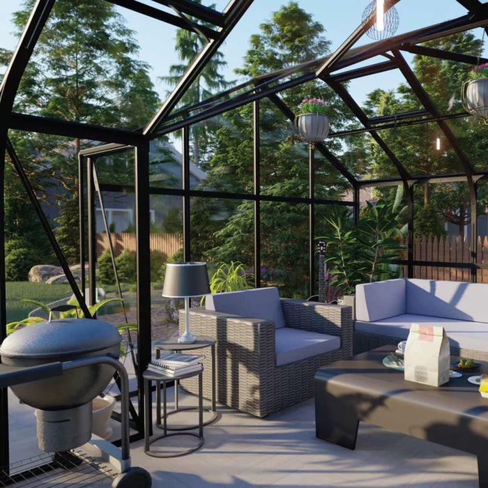 Orangery Series 24' x 14' T-Shaped Gazebo-Style Greenhouse, 8.4' Height, Expandable Heavy-Duty Box Frame, Full 4mm Tempered Glass Roof and Wall Panels TMG-GHR1424