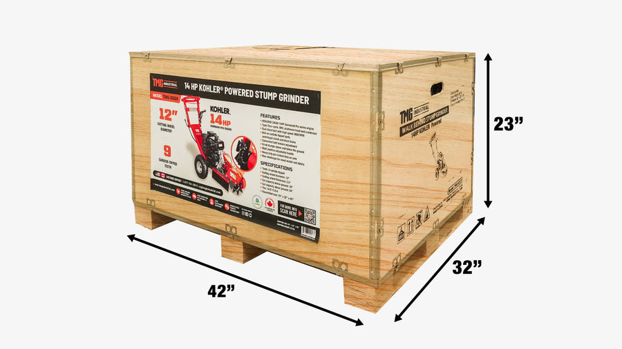 Walk-Behind Kohler Powered Stump Grinder, 9 Carbide Teeth, 24" Cutting Capacity, 14 HP Gasoline Engine, TMG-GSG9
