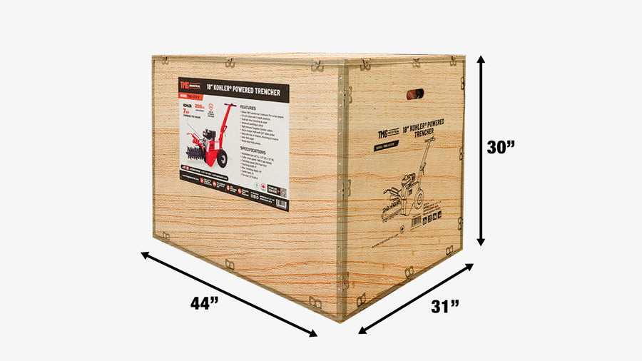 18" Kohler Powered Trenching Machine Trencher, 4" Trench Width, 18" Trench Depth, 7 HP Gasoline Engine, Auto-Feed Auger TMG-GT418 (Discontinued – No Longer Available)