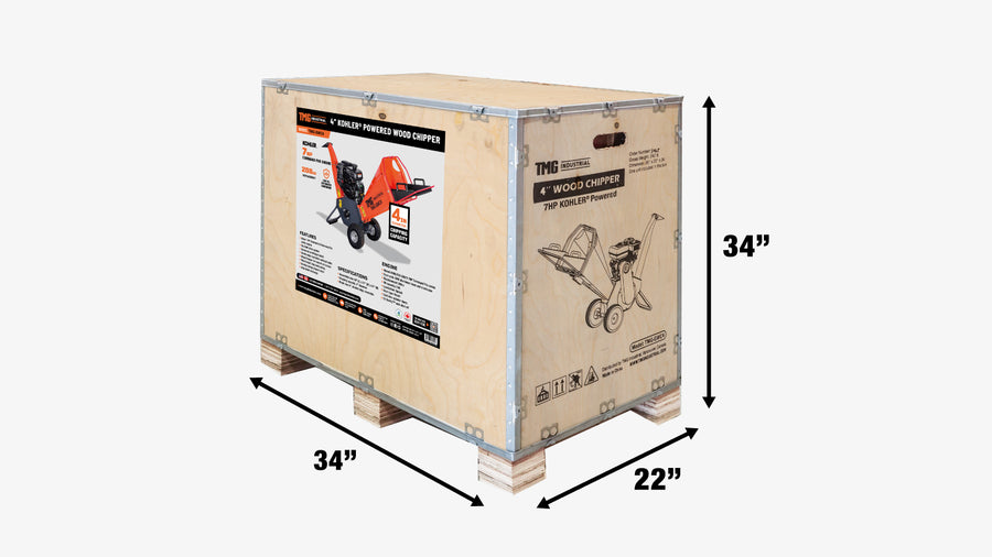 TMG Heavy Series™ 4" Wood Chipper Powered by 7 HP Kohler Command Engine, 6'' Reversible Blades, Dual Belt Drive, TMG-GWC4