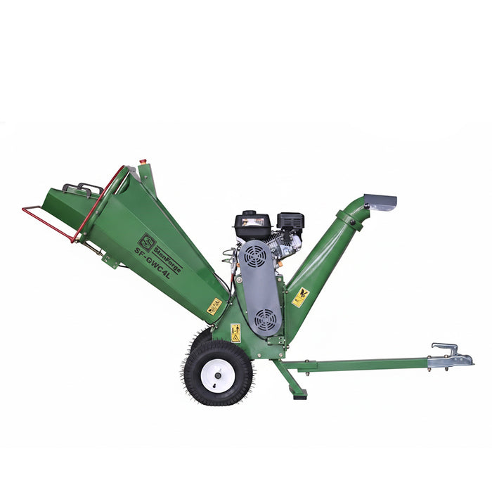 4" Wood Chipper, 10HP Gas Engine, 360° Rotating Discharge Chute, 2" Hitch Tow-Behind, SF-GWC4L