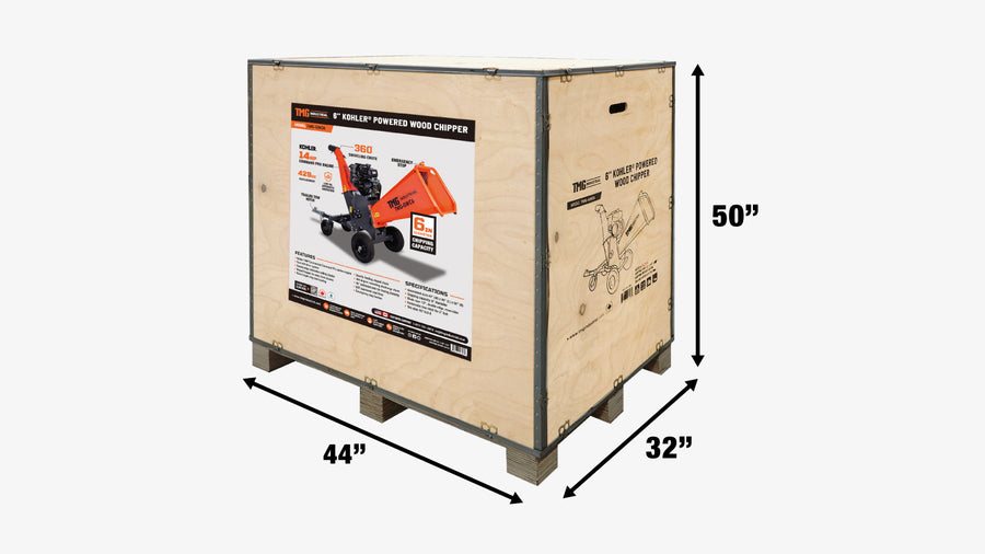 TMG Heavy Series™ 6" Wood Chipper Powered by Kohler 14 HP Command Engine, ATV Tow-Behind, 12'' Reversible Blade, Dual Belt Drive, TMG-GWC6