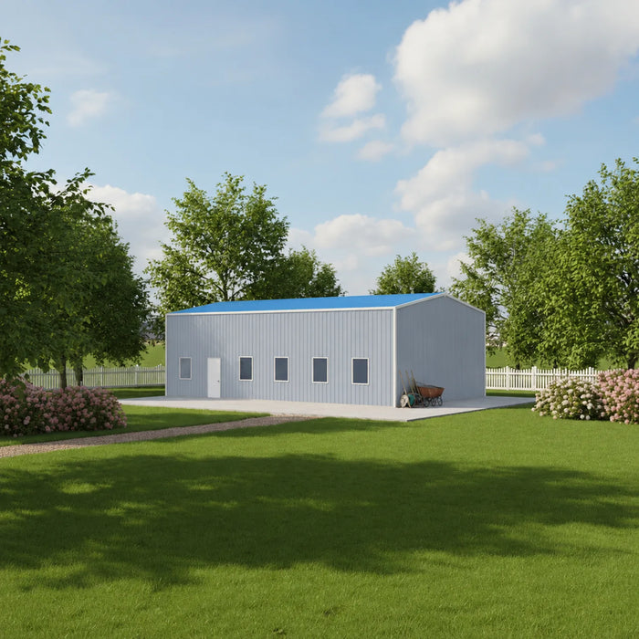 Entrepôt commercial en acier série Snow de 30' x 50' x 15', préfabriqué, résistance à la neige jusqu'à 85 PSF, plans d'atelier fournis, fabriqué au Canada TMG-MS305015-SR85