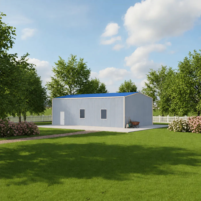 Entrepôt commercial en acier série Snow de 30' x 50' x 15', préfabriqué, résistance à la neige jusqu'à 85 PSF, plans d'atelier fournis, fabriqué au Canada TMG-MS305015-SR85