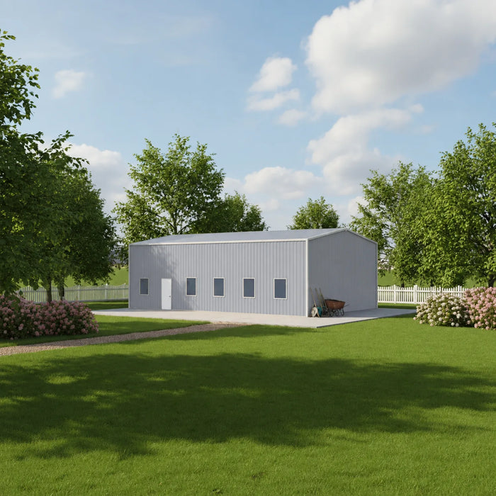 Entrepôt commercial en acier série Snow de 30' x 50' x 15', préfabriqué, résistance à la neige jusqu'à 85 PSF, plans d'atelier fournis, fabriqué au Canada TMG-MS305015-SR85