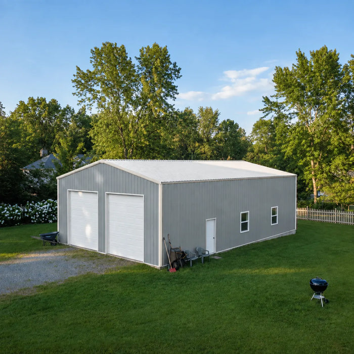 Entrepôt commercial en acier série Snow de 30' x 50' x 15', préfabriqué, résistance à la neige jusqu'à 85 PSF, plans d'atelier fournis, fabriqué au Canada TMG-MS305015-SR85