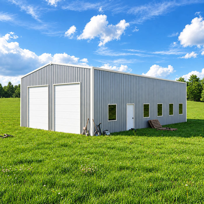 Entrepôt commercial en acier série Snow de 30' x 50' x 15', préfabriqué, résistance à la neige jusqu'à 85 PSF, plans d'atelier fournis, fabriqué au Canada TMG-MS305015-SR85