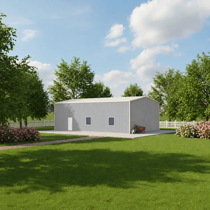 Entrepôt commercial en acier série Snow de 30' x 50' x 15', préfabriqué, résistance à la neige jusqu'à 85 PSF, plans d'atelier fournis, fabriqué au Canada TMG-MS305015-SR85