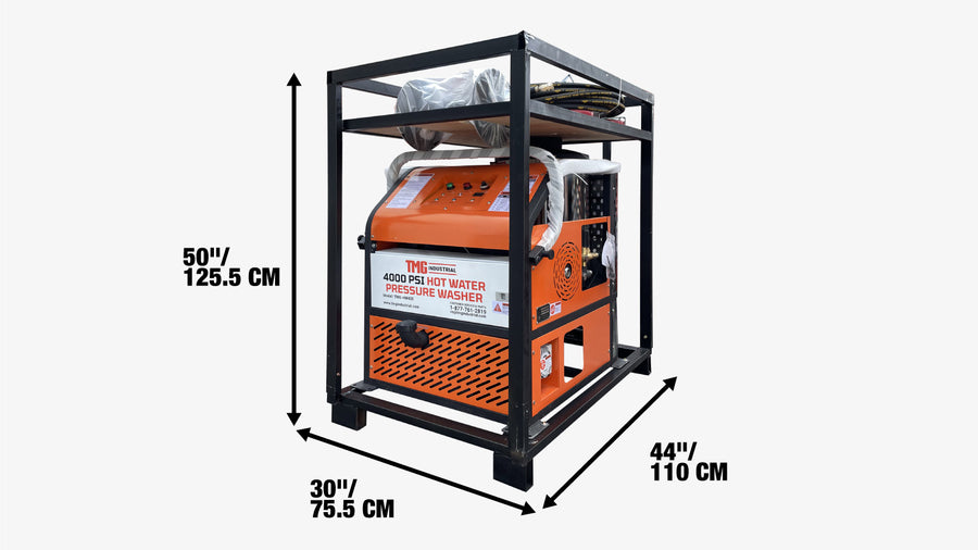 4000 PSI Hot Water Pressure Washer with 85' High-Pressure Hose Reel, 7.5 HP Electric Motor, TMG-HW42E