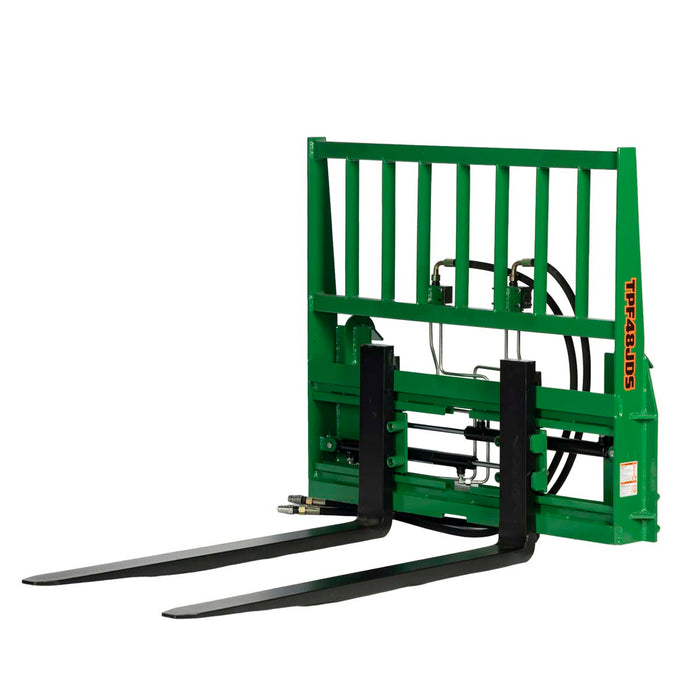 48" Pallet Fork with Hydraulic Side Shift for Tractor Loader, John Deere Hook & Pin Mount, Class II Forks, 4,200 lbs Capacity, TMG-TPF48JDS