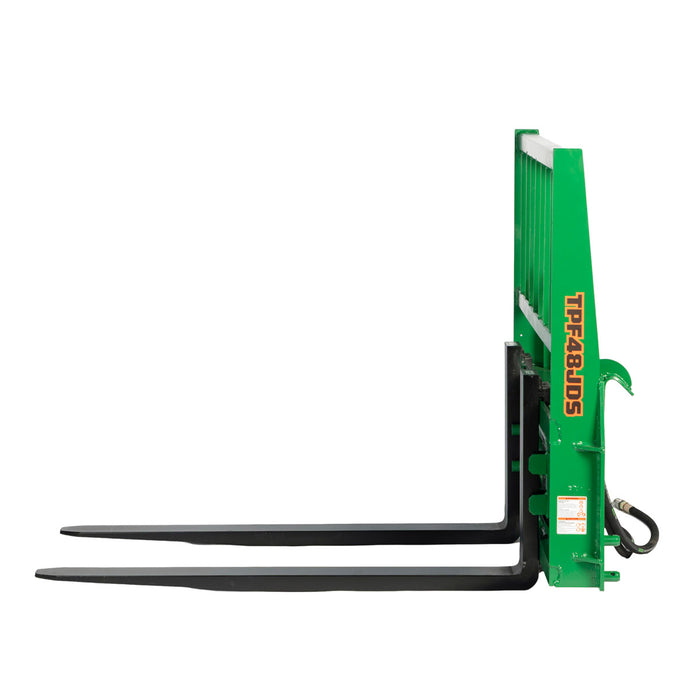 48" Pallet Fork with Hydraulic Side Shift for Tractor Loader, John Deere Hook & Pin Mount, Class II Forks, 4,200 lbs Capacity, TMG-TPF48JDS