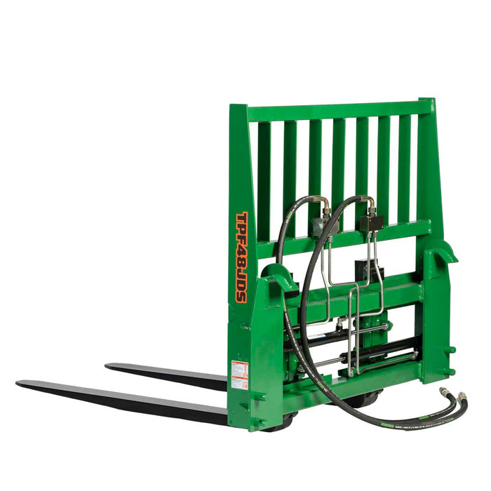 48" Pallet Fork with Hydraulic Side Shift for Tractor Loader, John Deere Hook & Pin Mount, Class II Forks, 4,200 lbs Capacity, TMG-TPF48JDS