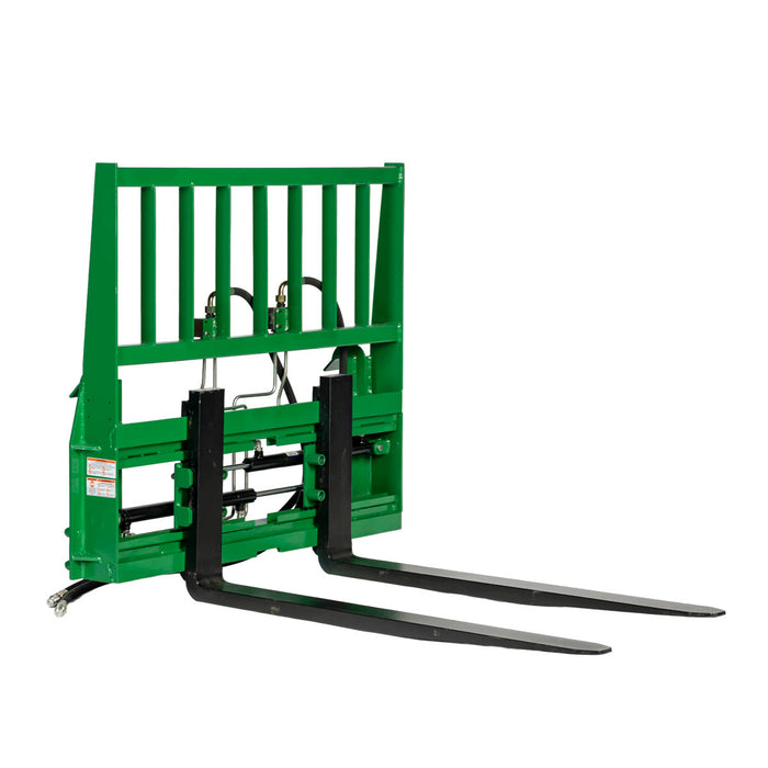 48" Pallet Fork with Hydraulic Side Shift for Tractor Loader, John Deere Hook & Pin Mount, Class II Forks, 4,200 lbs Capacity, TMG-TPF48JDS