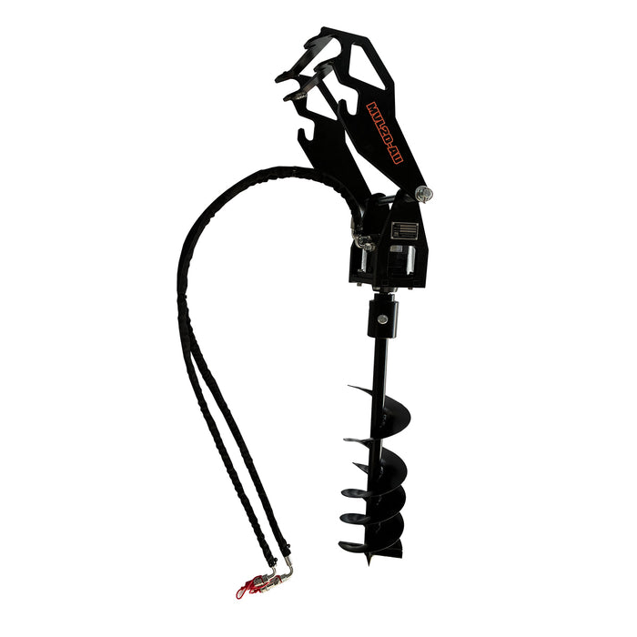 7-7/8" Post Hole Digger with Auger, G 3/8" Hydraulic Hoses and Flat Quick Couplers, Works for TMG-MVL16 & TMG-MVL20 Stand-on Skid Steer, TMG-MVL20-AU