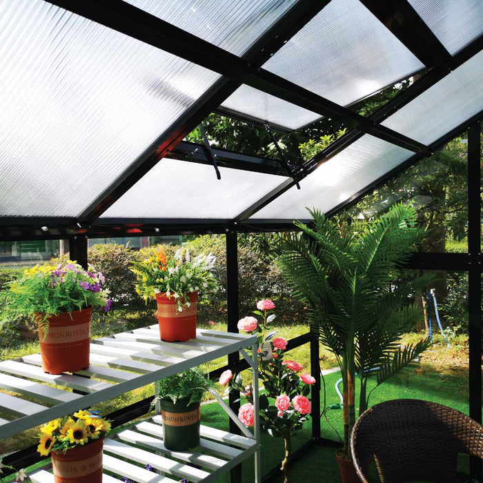 Nordic Series 13' x 13' Gazebo-Style Greenhouse, 9' Height, Expandable Aluminum Frame, Tempered Glass Walls and Polycarbonate Roof, TMG-GHN1313