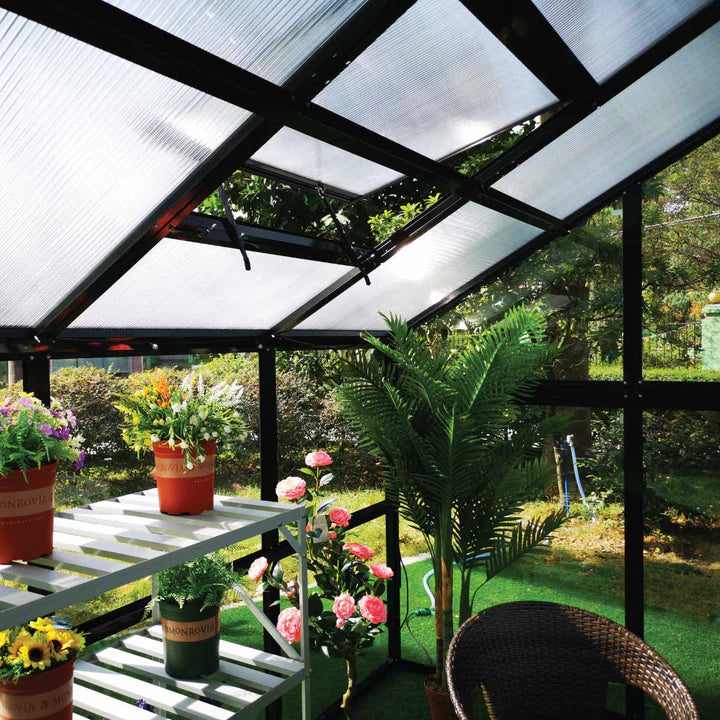 Nordic Series 16' x 26.6' Gazebo-Style Greenhouse, 10' Height, Expandable Aluminum Frame, Tempered Glass Walls and Polycarbonate Roof TMG-GHN1626