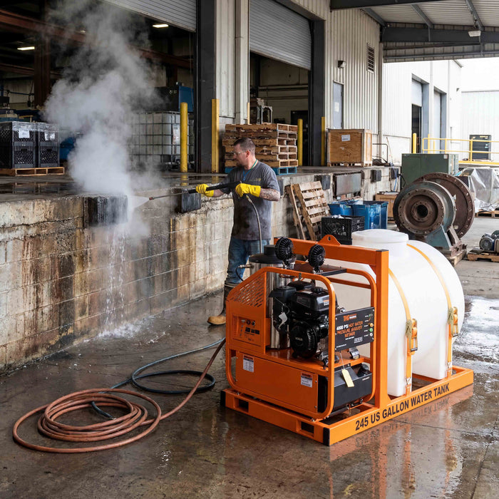 4000 PSI Hot Water Pressure Washer, Skid Mounted with 245 Gallon Tank, 14 HP Kohler Engine TMG-HW42T