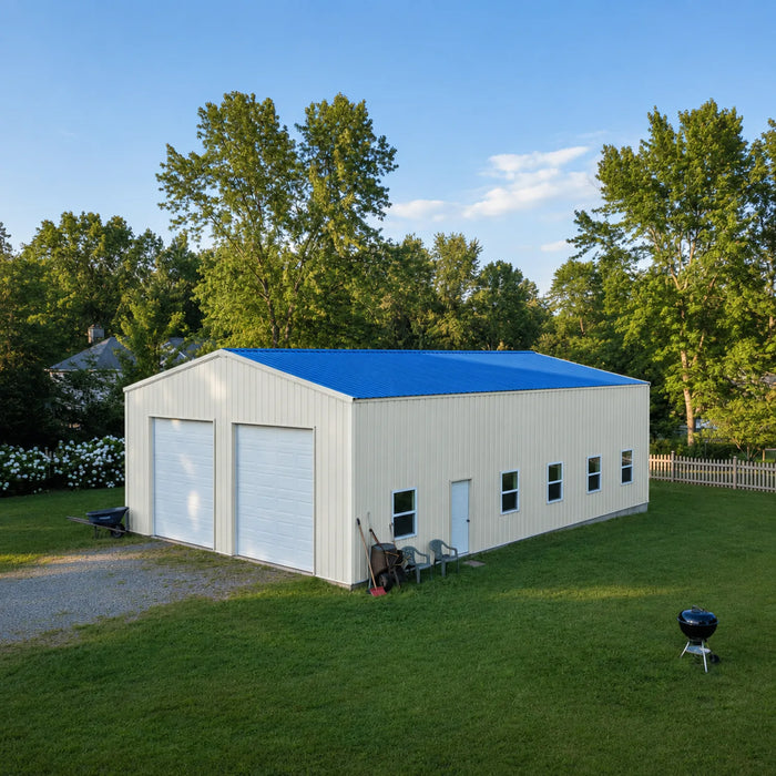 Entrepôt commercial en acier série Snow de 30' x 50' x 15', préfabriqué, résistance à la neige jusqu'à 85 PSF, plans d'atelier fournis, fabriqué au Canada TMG-MS305015-SR85