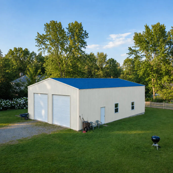 Entrepôt commercial en acier série Snow de 30' x 50' x 15', préfabriqué, résistance à la neige jusqu'à 85 PSF, plans d'atelier fournis, fabriqué au Canada TMG-MS305015-SR85