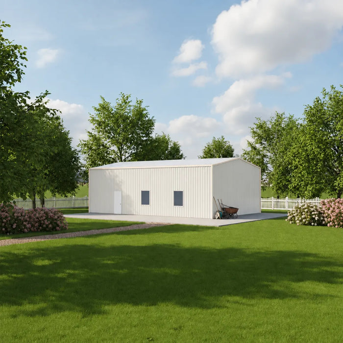 Entrepôt commercial en acier série Snow de 30' x 50' x 15', préfabriqué, résistance à la neige jusqu'à 85 PSF, plans d'atelier fournis, fabriqué au Canada TMG-MS305015-SR85