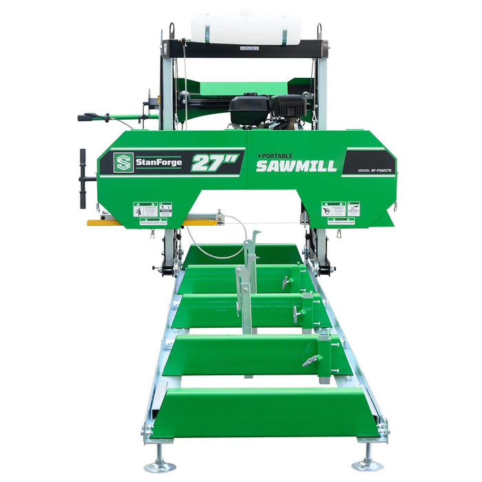 Stanforge Portable 27" Sawmill with 15 HP Gas Engine – Bandsaw Mill for 12' Logs, SF-PSM27R