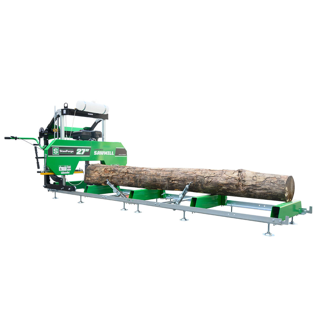 Stanforge Portable 27" Sawmill with 15 HP Gas Engine – Bandsaw Mill for 12' Logs, SF-PSM27R
