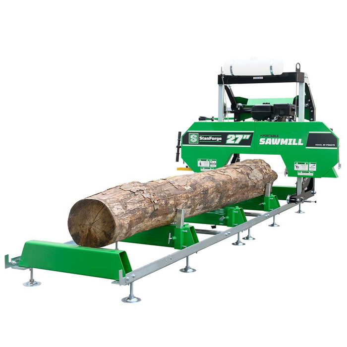 Stanforge Portable 27" Sawmill with 15 HP Gas Engine – Bandsaw Mill for 12' Logs, SF-PSM27R
