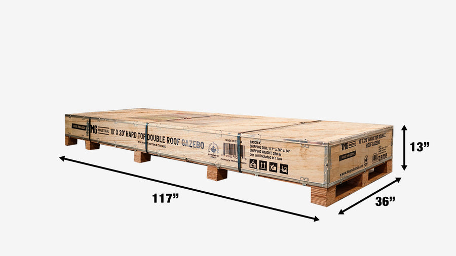 TMG Industrial 10' x 20' Hardtop, Double Tier Steel Roof Patio Gazebo, Moustiquaires et Rideaux Inclus, TMG-LGZ21
