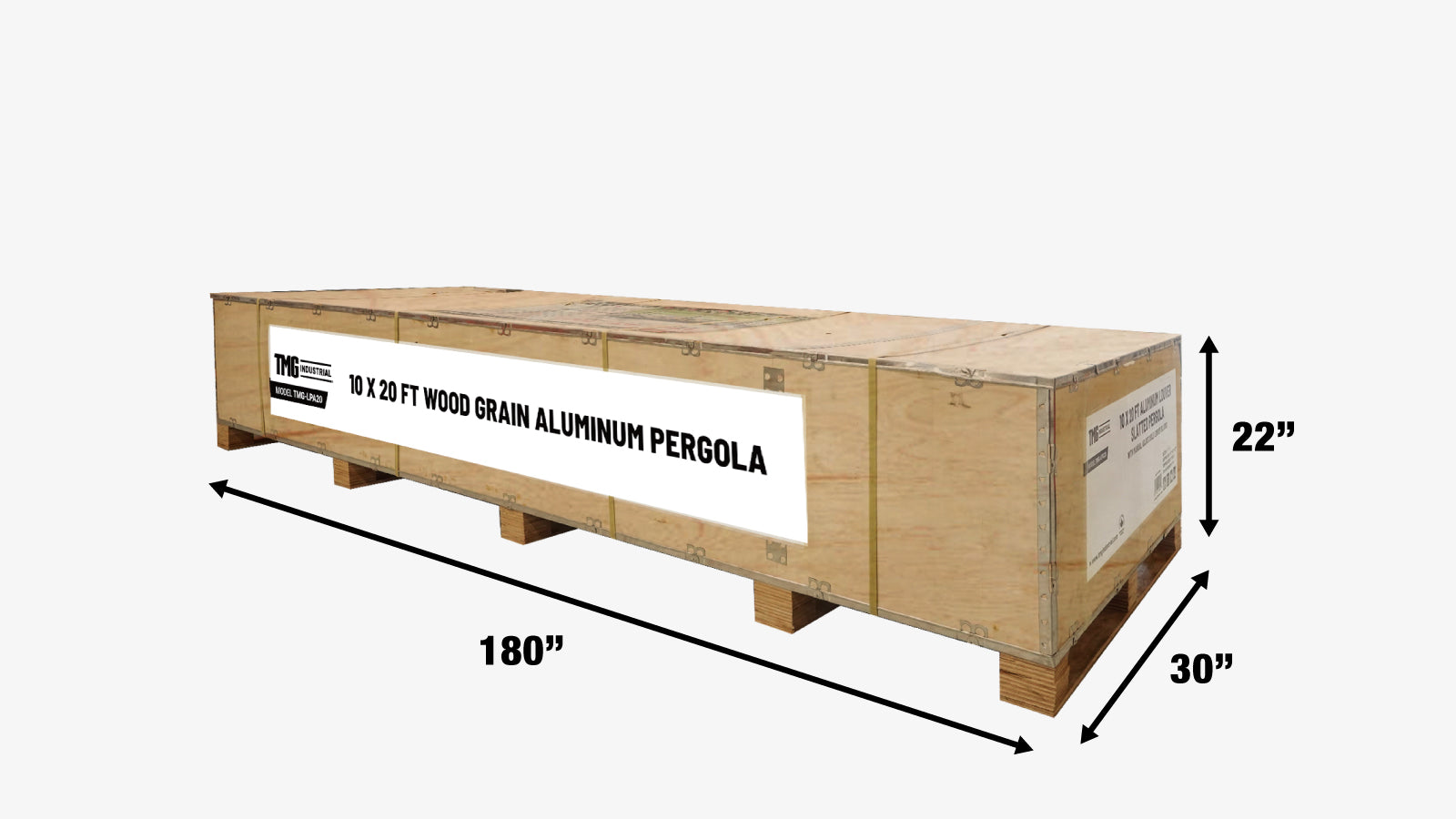 TMG LIVING Pergola en aluminium à grain de bois de 10 pi x 20 pi, TMG-LPA20-shipping-info-image