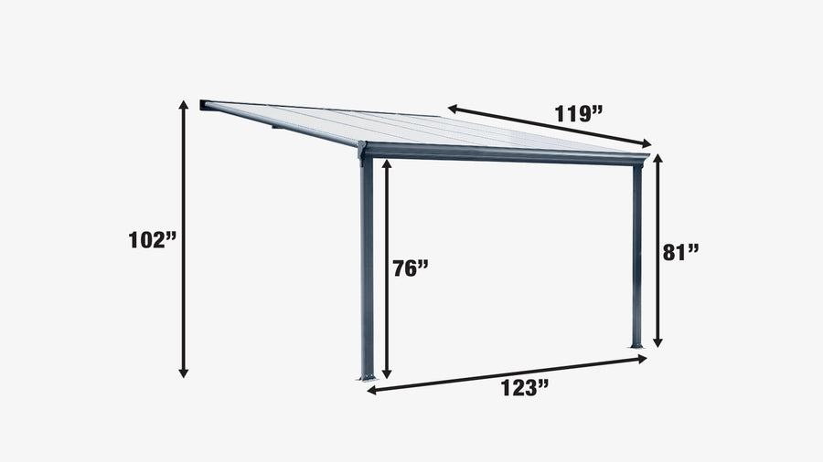10' x 10' Aluminum Patio Cover with Clear Panels, TMG-LPC10