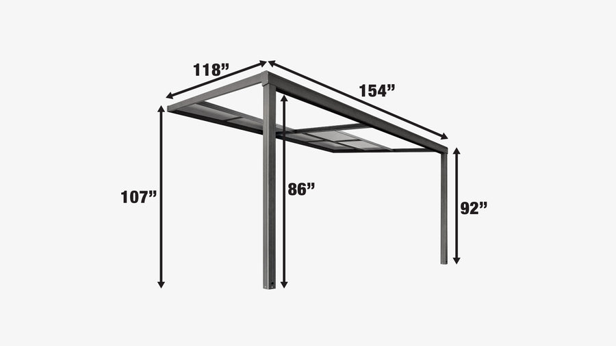 10' x 13' Sliding Roof Aluminum Patio Cover with Grey Panels, TMG-LPC13