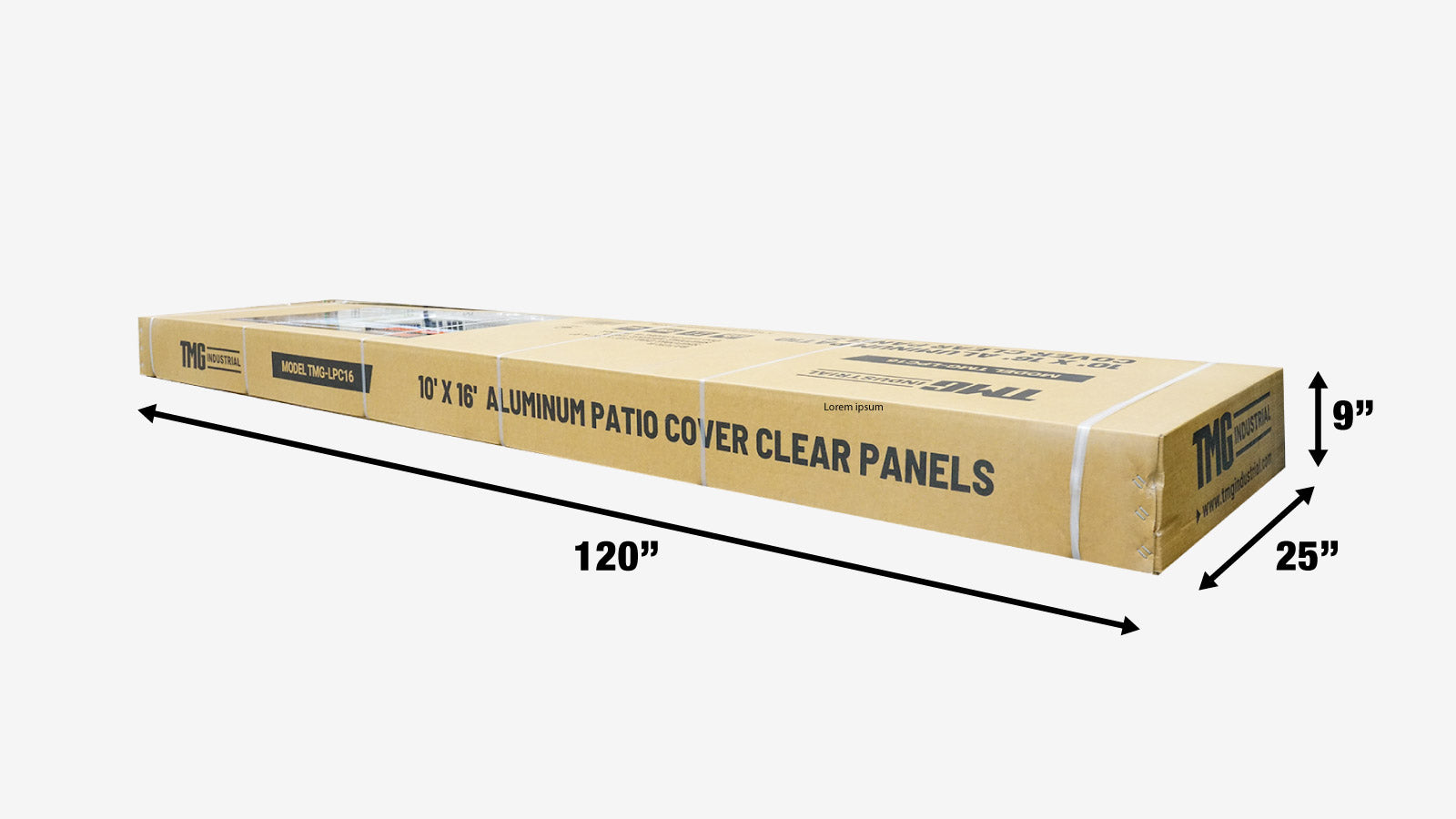 TMG Industrial Aluminum Patio Cover 10’ x 16’ with Clear Panels, TMG-LPC16-shipping-info-image