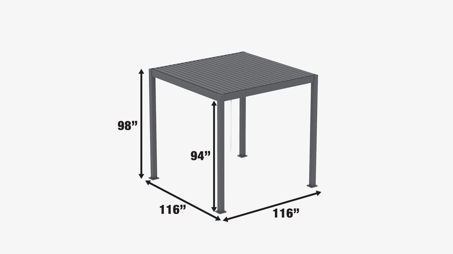 TMG LIVING 10' x 10' Aluminum Louver Roof Slatted Pergola, Manual Adjustable Louver Blades, TMG-LPG10