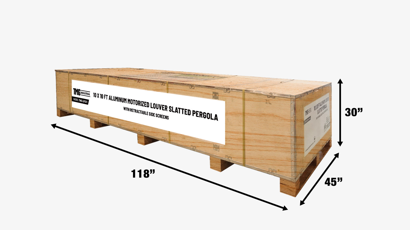 TMG LIVING Pergola de toit à persiennes motorisées en aluminium 10 pi x 10 pi avec écrans latéraux, TMG-LPG11-shipping-info-image